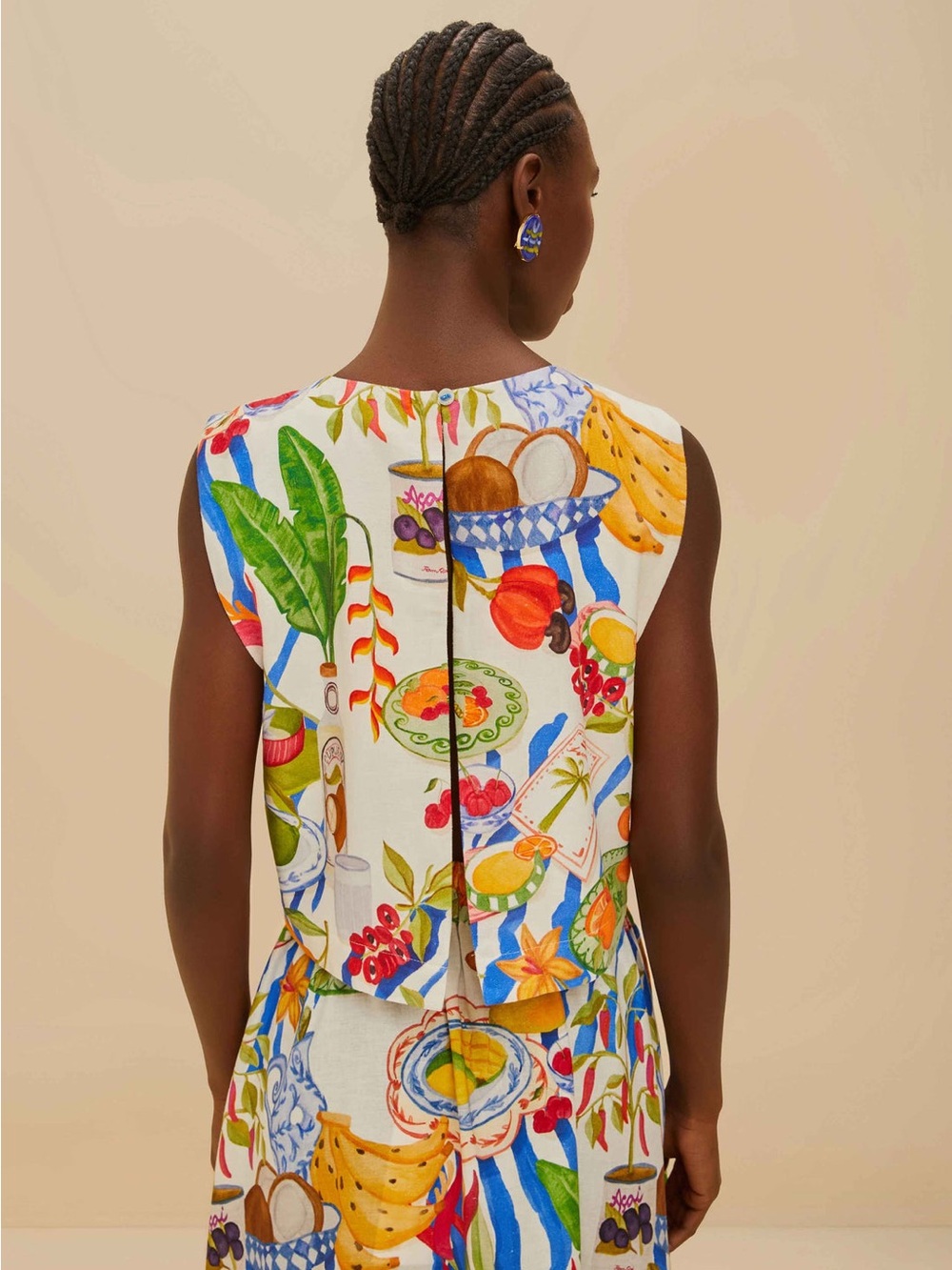 Farm Rio: Off-White Fresh Table Blouse DT - Picture 2 of 12